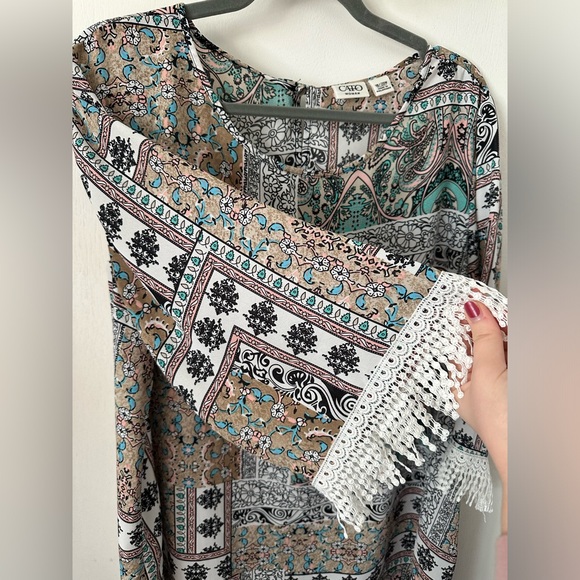 (B32)Cato | Boho Floral Patch Work Top - Picture 3 of 7